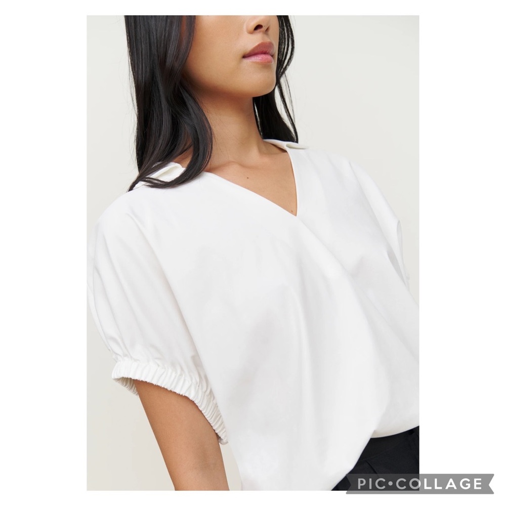 Reformation NWT XS Otis White Blouse V Neck - Picture 2 of 11